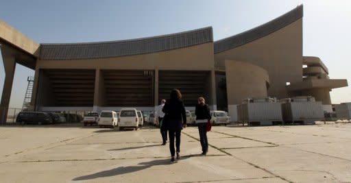 A partial view shows the French-designed gymnasium of Baghad, pictured on April 12. Designed in the late 1950s by France's Le Corbusier, who is considered one of the greatest architects of the 20th century, the east Baghdad massive concrete gym was completed under Saddam Hussein in the early 80s and then forgotten but Iraq is now seeking, with the help of France, to restore it to its former fame