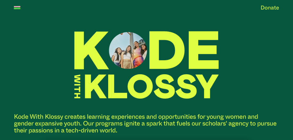 screenshot of Kode with klossy website