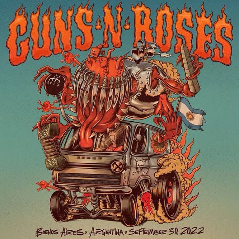 Flyer del recital de Guns N' Roses en River Plate, Argentina