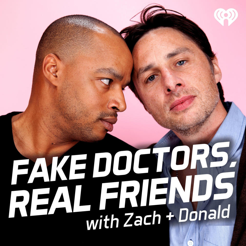 <p>Best friends onscreen and off, Zach Braff and Donald Faison are reliving their time on the medical comedy <em>Scrubs</em>, which ran for nine seasons from 2001 to 2010, over on their rewatch podcast, <em>Fake Doctors, Real Friends with Zach and Donald. </em>The pair started the podcast in March 2020. </p> <p>You can listen <a href="https://www.iheart.com/podcast/1119-fake-doctors-real-friends-60367049/" rel="nofollow noopener" target="_blank" data-ylk="slk:here;elm:context_link;itc:0;sec:content-canvas" class="link ">here</a>. </p>