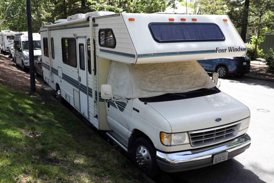 <p>Justin Sullivan/Getty</p> Stock image of RV on May 22, 2019 in Mountain View, California. 