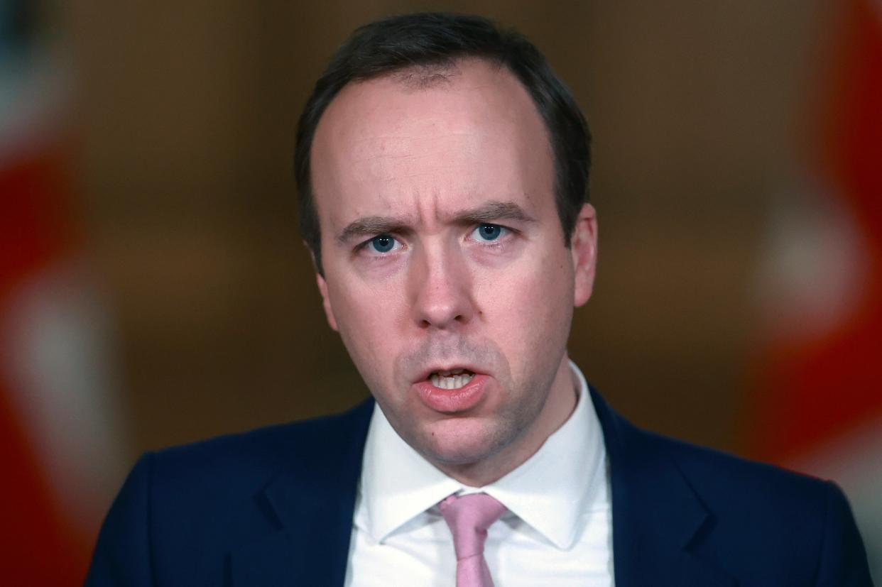 <p>Health Secretary Matt Hancock </p> (AP)