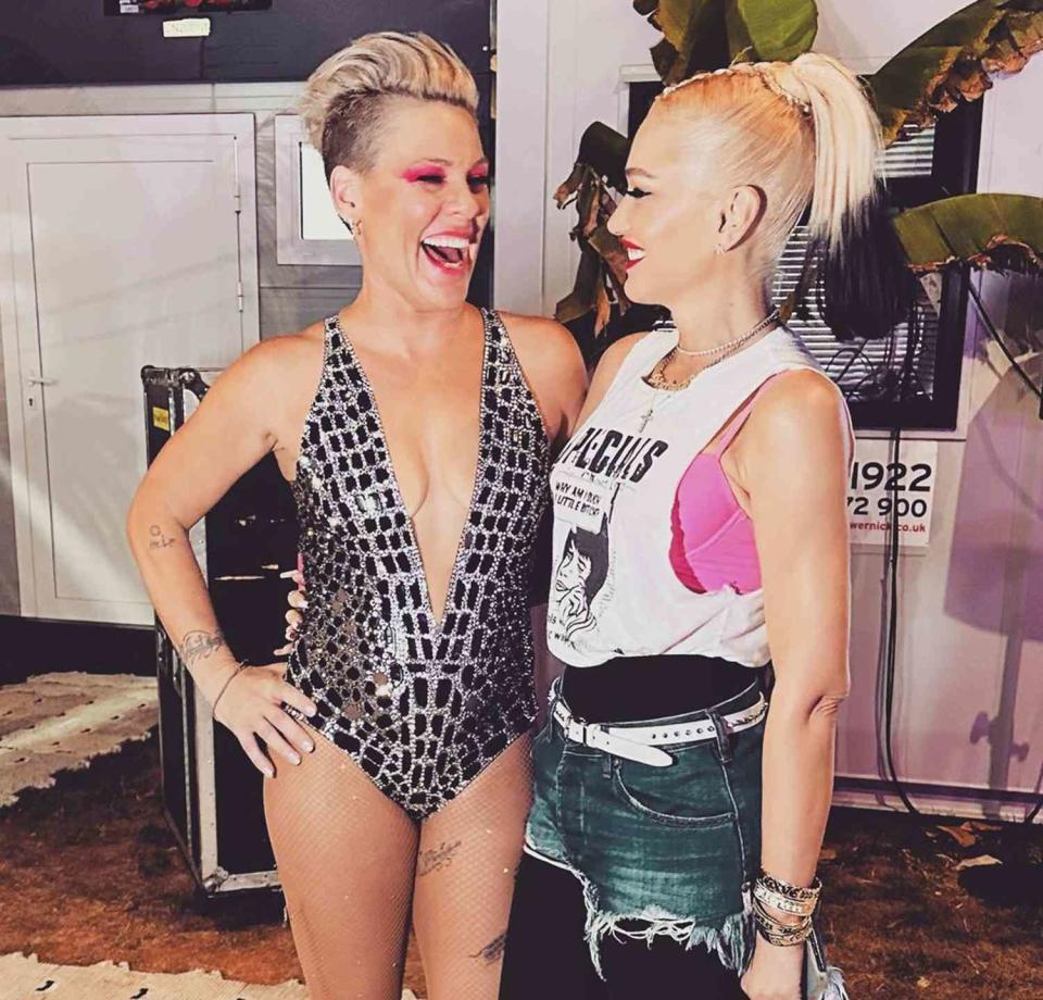 <p>Pink Instagram</p> Pink and Gwen Stefani over the weekend in the U.K.