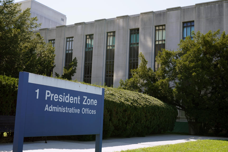 Walter Reed National Military Medical Center is shown in Bethesda, Md., Saturday, Oct. 3, 2020. Trump was admitted to the hospital after contracting the coronavirus. (AP Photo/Susan Walsh)