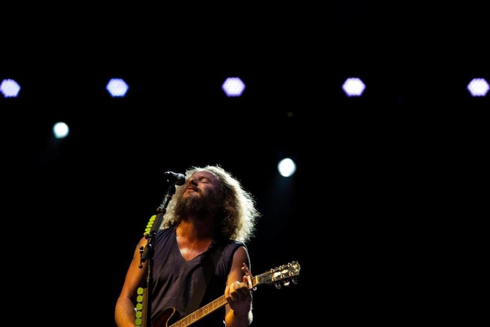 My Morning Jacket’s Jim James performs at the Railbird Festival at Keeneland in Lexington, Ky., on Saturday, Aug. 28, 2021.