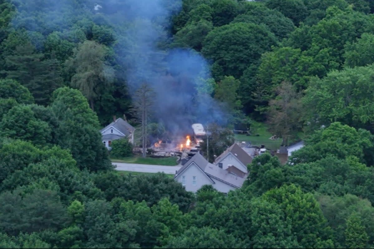 Police entered into a standoff with a gunman at a burning house in Maine early on Saturday June 15, 2024  (Screenshot / Sun Journal)