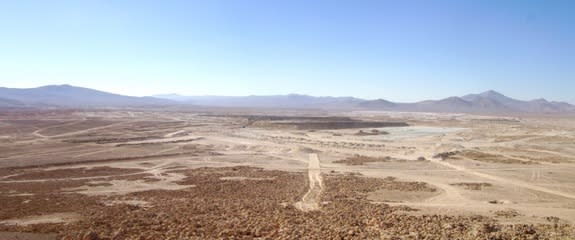 A panoramic view of the Aguas Blancas nitrate/iodine mine.