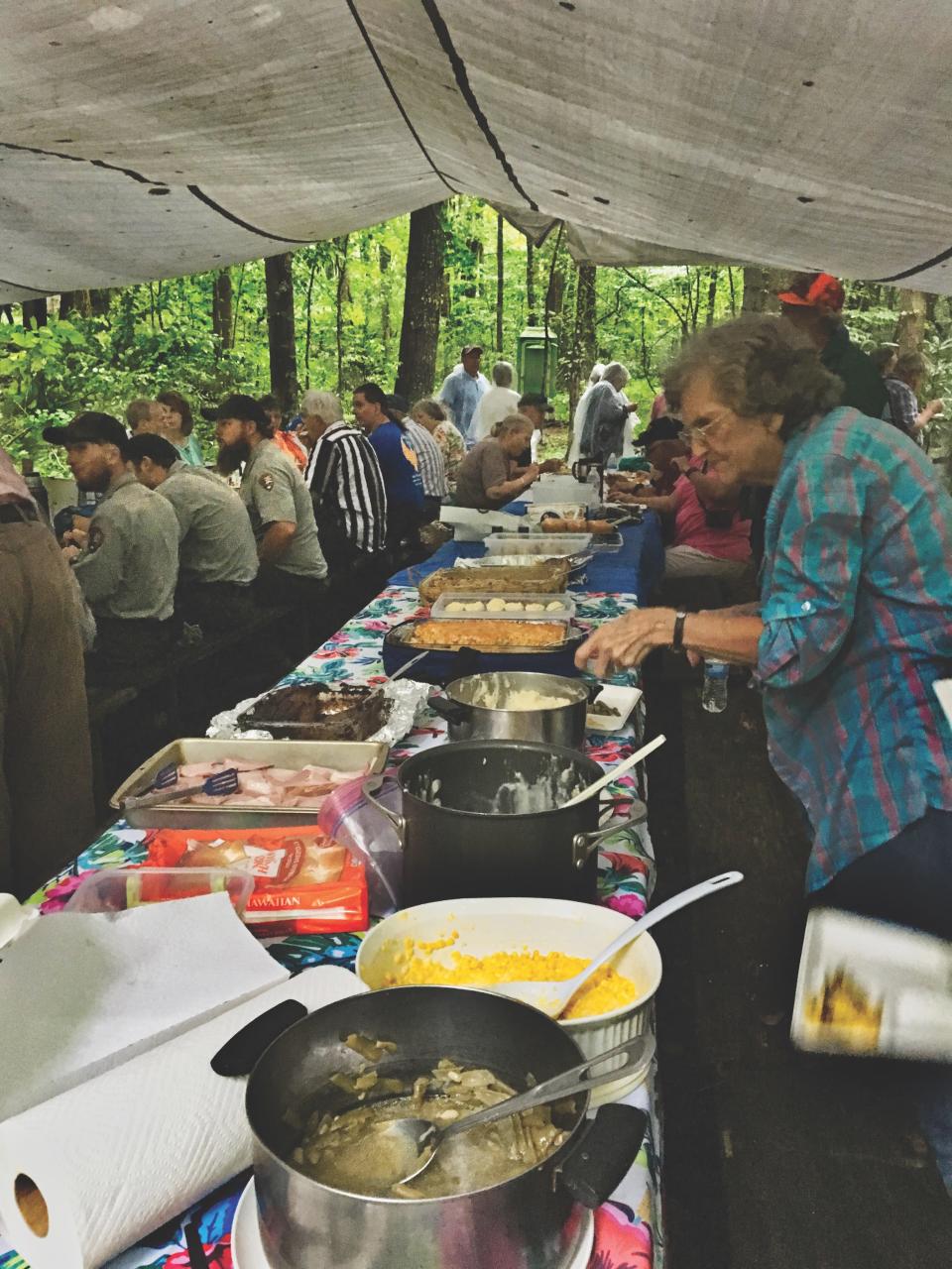 A feast is enjoyed after every decoration day, for pilgrims and park staff alike.