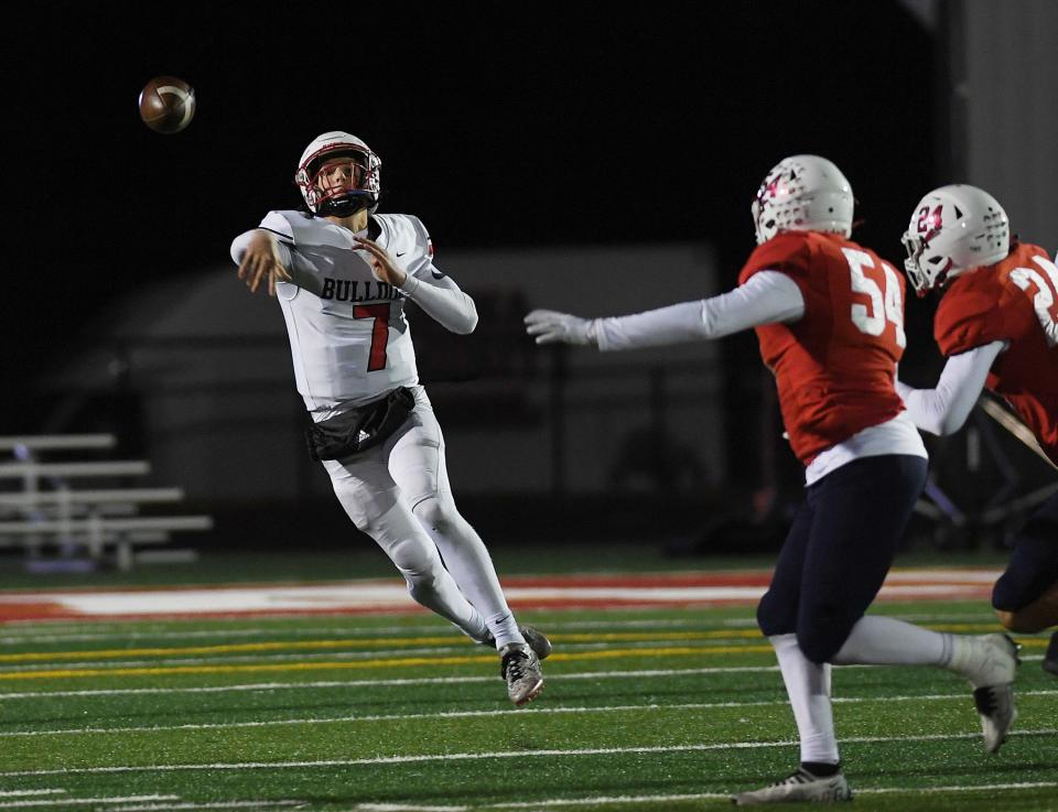 Algona quarterback Alex Manske (7) is slated to attend five camps this summer.