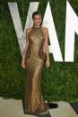 <p>Shayk wore gold sequins to the red carpet event. </p>