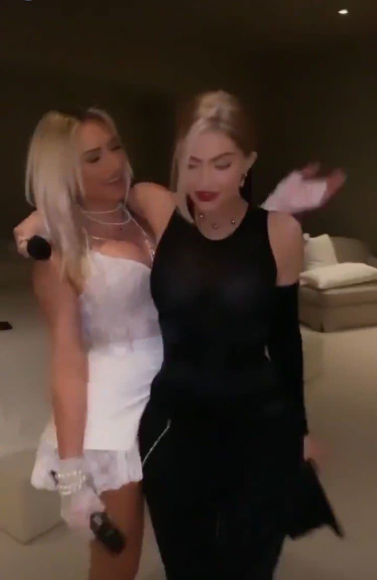 Kylie Jenner & Anastasia Karanikolaou as Madonna & Britney Spears