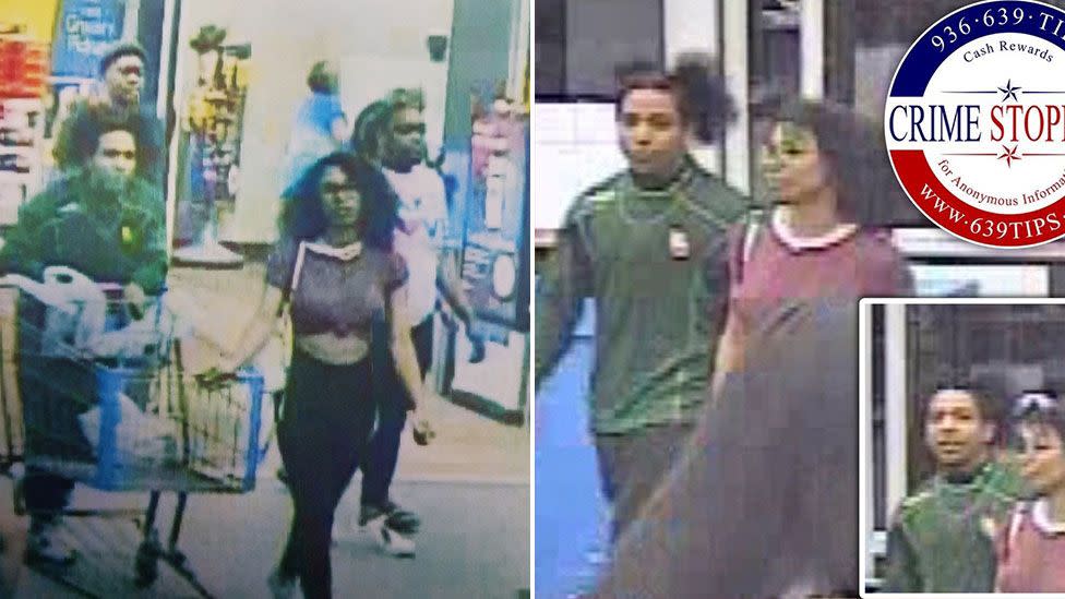 CCTV footage shows a man and woman leaving the Lufkin Walmart store on the same day a woman was filmed licking the top of ice cream and putting it back on the shelf. 