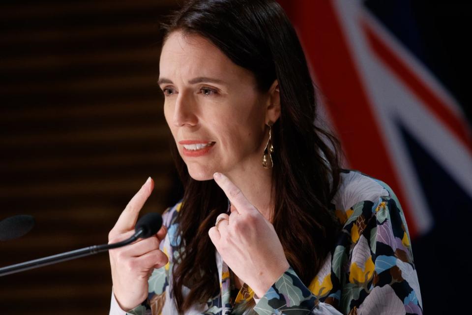 Jacinda Ardern speaks during a press conference on Monday  (Getty Images)