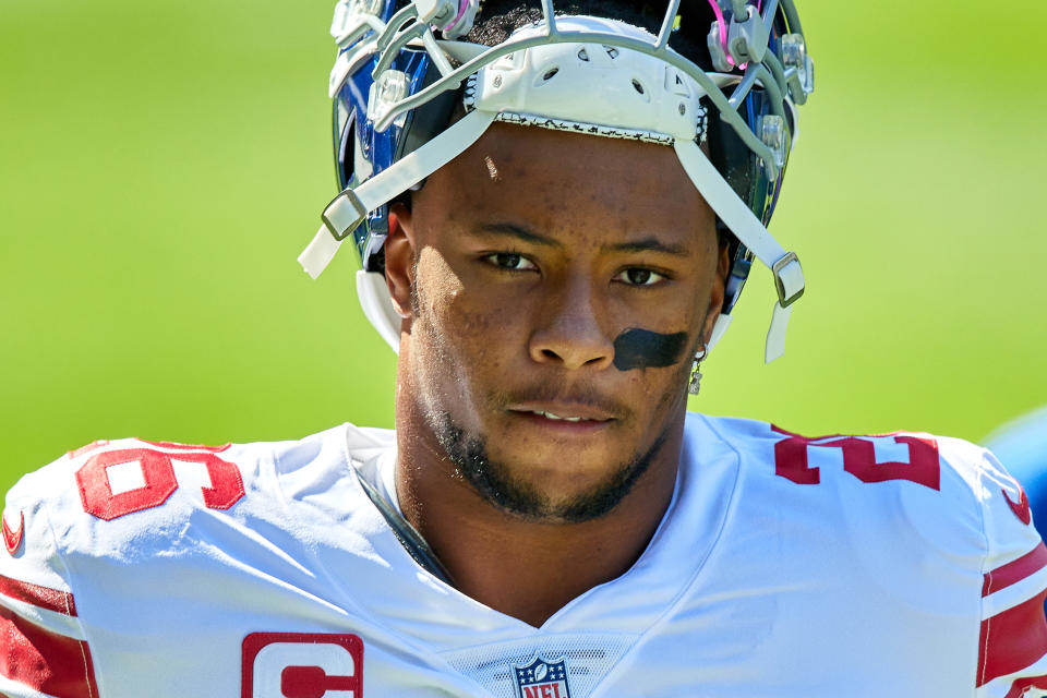 Saquon Barkley's return from injury is a big New York Giants storyline this season. (Photo by Robin Alam/Icon Sportswire via Getty Images)