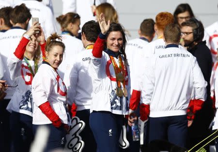 Britain Olympics - Team GB Homecoming Parade - London - 18/10/16 Sarah Storey of Britain during the parade Action Images via Reuters / Peter Cziborra