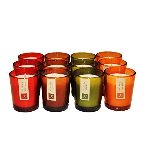 Colored Glass Votives in 4 Fragrances