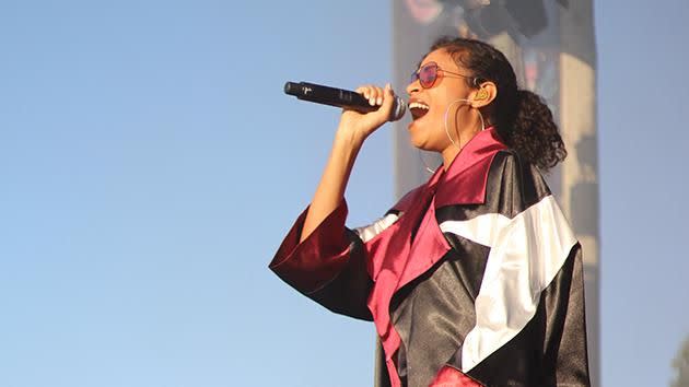 Aluna Francis of London duo AlunaGeorge performing at the Field Stage.