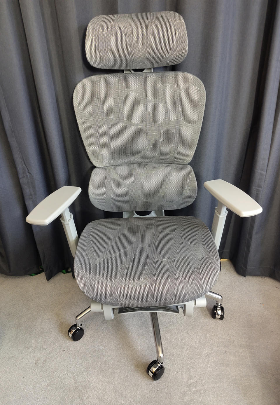 A grey Boulies EP400 office chair