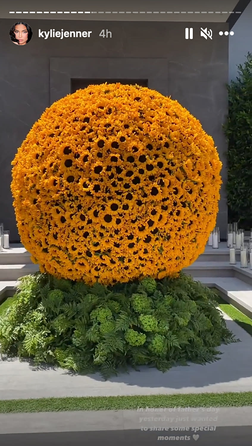 <p>Jenner's Father's Day decor also included a large sunflower dome for Scott. "In honor of Father's Day yesterday, just wanted to share some special moments," Jenner wrote alongside videos of the arrangement. </p>