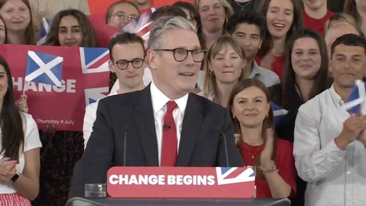 Keir Starmer addresses the nation in his victory speech (Image: YouTube)
