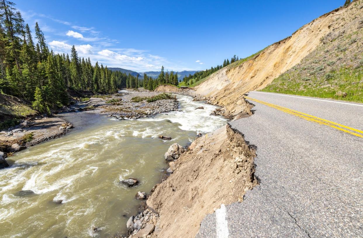 Fast-moving floodwater obliterated sections of major roads through Yellowstone National Park in 2022. <a href="https://www.flickr.com/photos/yellowstonenps/52167350392" rel="nofollow noopener" target="_blank" data-ylk="slk:Jacob W. Frank/National Park Service;elm:context_link;itc:0;sec:content-canvas" class="link ">Jacob W. Frank/National Park Service</a>