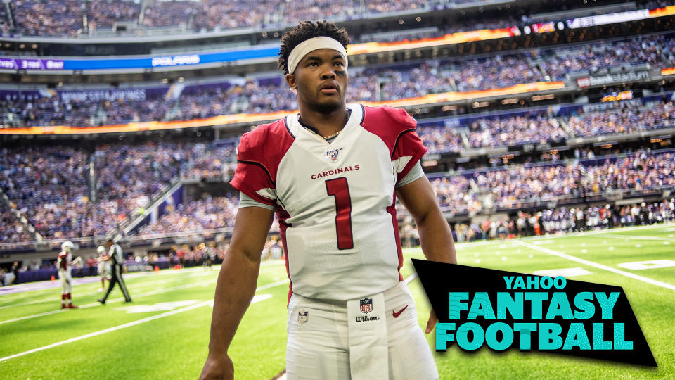 Liz Loza and Matt Harmon are joined by Christopher Harris to discuss a number of players who may be either over or undervalued at the current moment, including Arizona QB Kyler Murray. (Photo by Stephen Maturen/Getty Images)