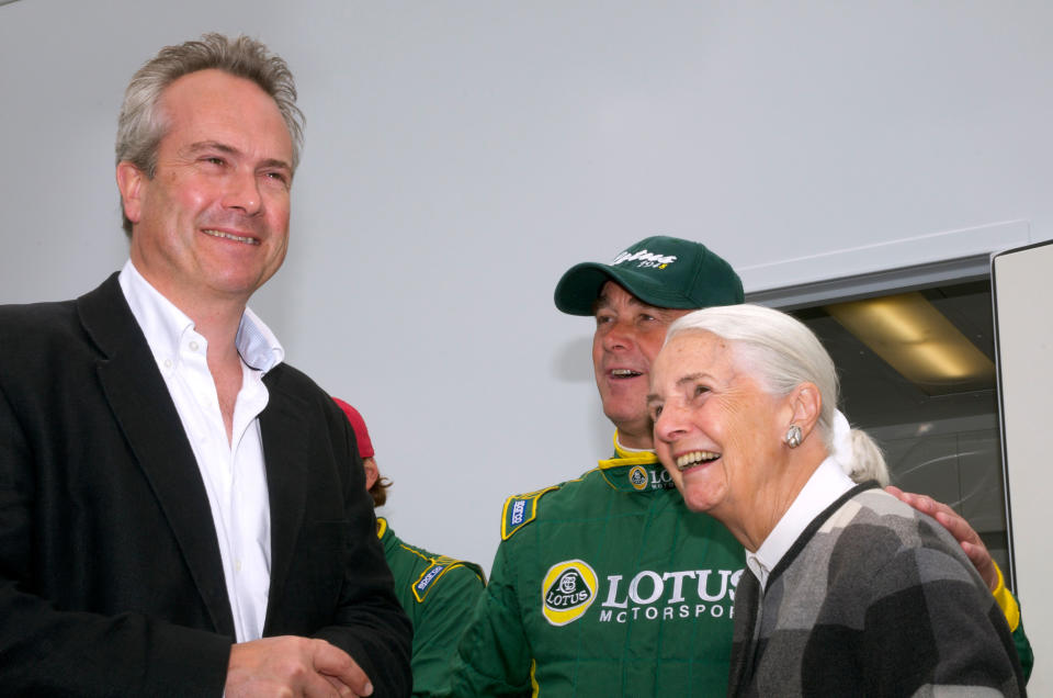 Hazel Chapman, Clive Chapman and Nigel Mansell, 21 June 2011 Hethel Test Track Reopening.