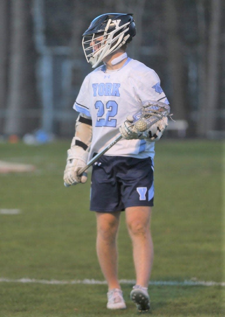 Junior Quinn Walenta scored a career-high six goals as the York High School boys lacrosse team beat Windham, 10-4 on Thursday in York, Maine.