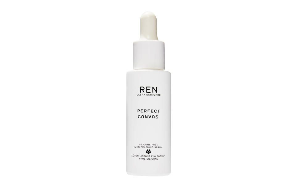 <p>To get the perfect face of make-up, you need a good canvas to start with. REN’s new silicone-free serum creates the ideal matte finish, leaving your skin primed and ready. Simply add a few drops after moisturising and you’re ready to go.<br><a rel="nofollow noopener" href="https://www.renskincare.com/uk/face/by-range/perfect-canvas/perfect-canvas.html" target="_blank" data-ylk="slk:REN, £50;elm:context_link;itc:0;sec:content-canvas" class="link "><em>REN, £50</em></a> </p>