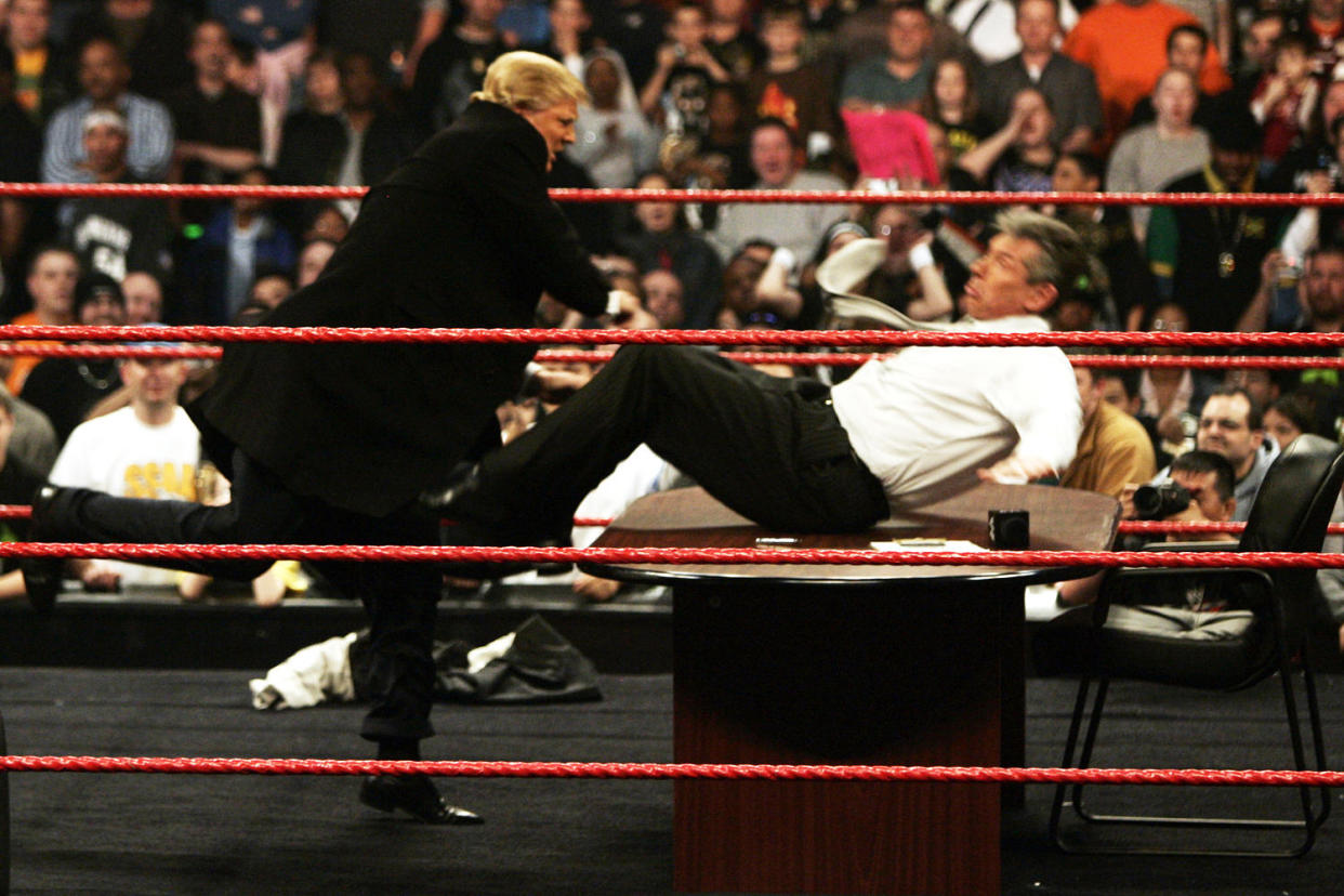 Vince McMahon gets more than he bargained for when Donald Trump got physical after signing the contract for Wrestlemania XXIII's \