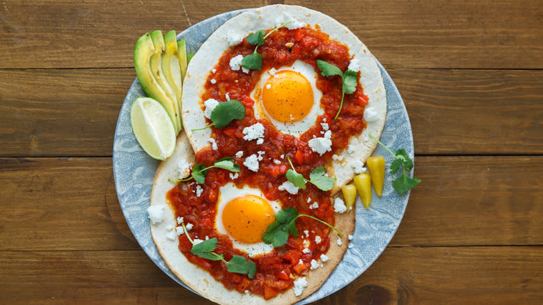 huevos rancheros on plate