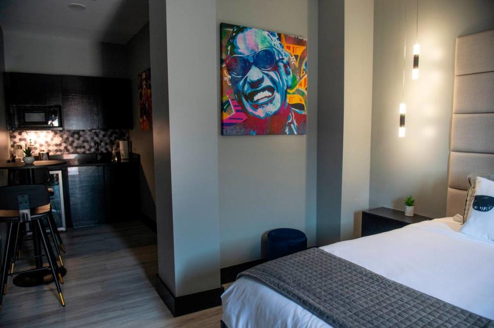 The Ray Charles themed room at The Bella, a boutique hotel in Biloxi, on Wednesday, Sept. 13, 2023. The hotel’s rooms all have different modern themes related to today’s pop culture.