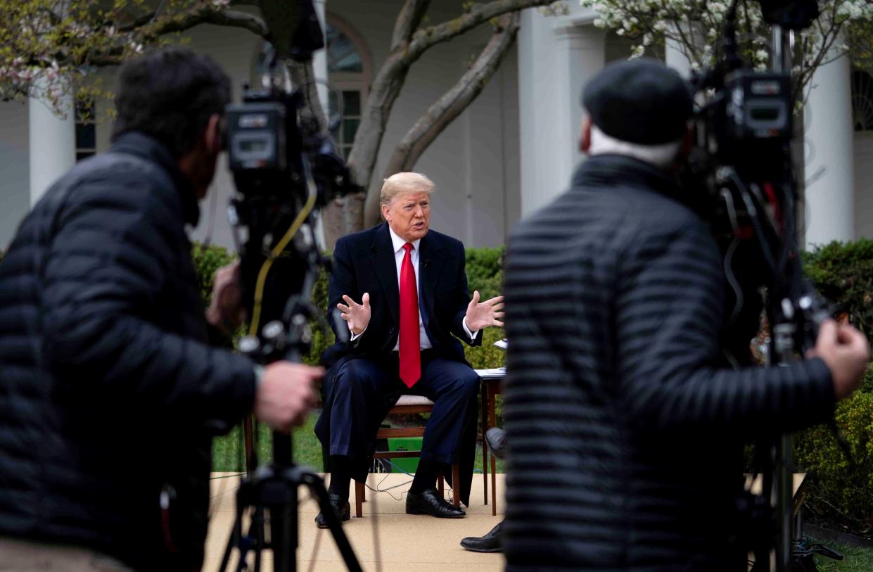 El presidente de EEUU, Donald Trump, durante su entrevista con la cadena Fox News. Foto: EFE. 