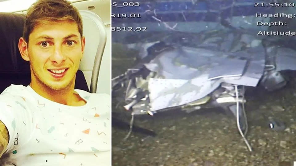 Footballer Emiliano Sala (pictured left) died after a plane crash (pictured right) in the English Channel.