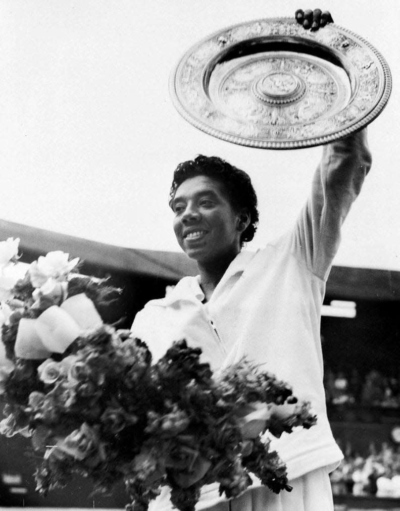 Before she became the first Black person to win Wimbledon, Althea Gibson spent part of her youth in Wilmington. A Williston High School graduate, she honed her tennis game at the home of Dr. Hubert Eaton, who had a court behind his home on Orange Street. [AP PHOTO]