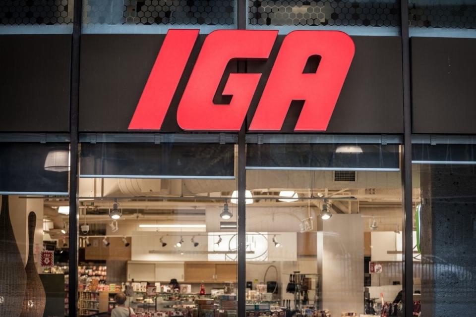 IGA supermarket entrance with sign