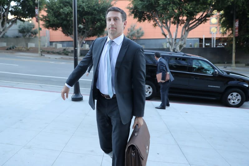 Defendant Attorney Alexander Spiro arrives for a pretrial hearing for a defamation case in which Elon Musk is accused of defaming British cave diver Vernon Unsworth