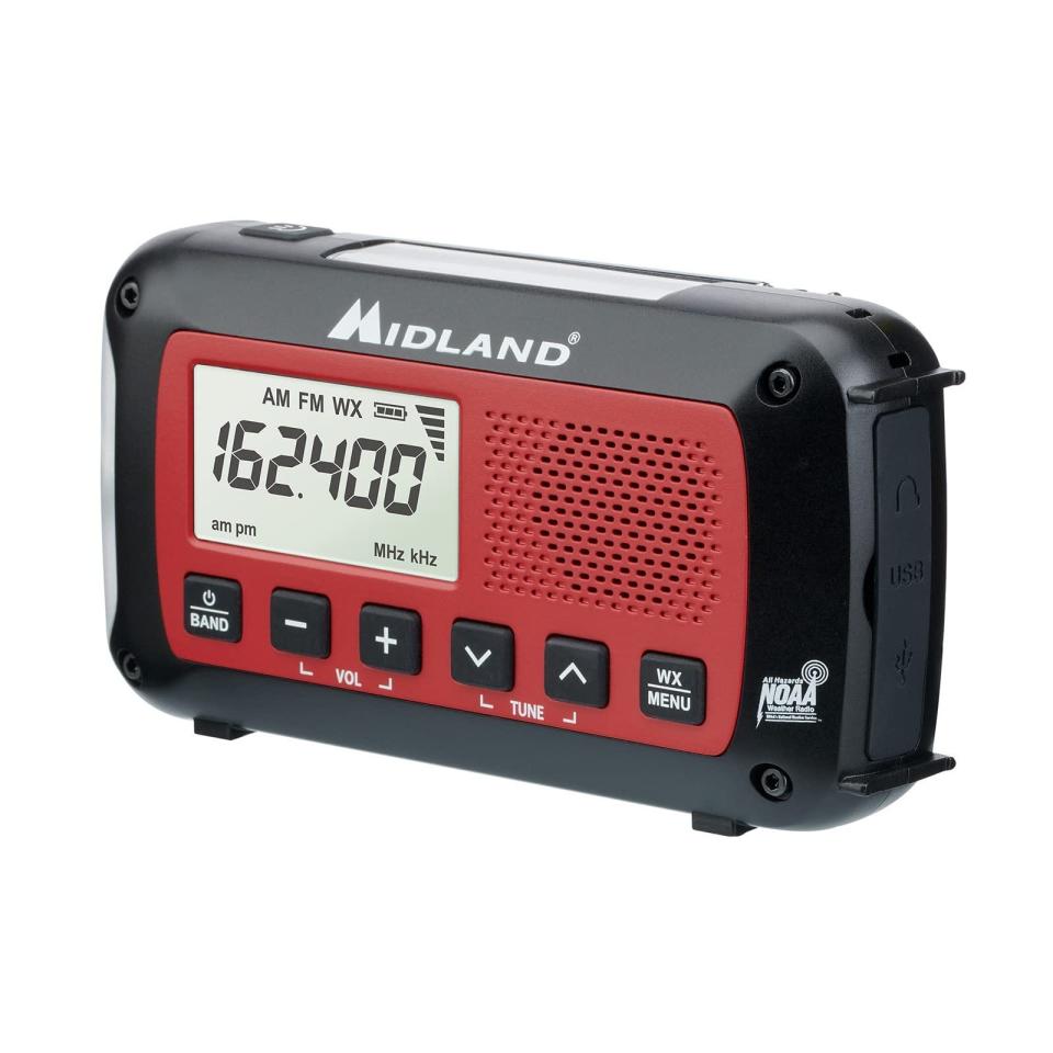 As Midland Radio and the National Weather Service work on a prototype for a weather radio acceptable for the Amish community, the starting point is the EF-40 model, which will be modified to be powered by a hand-crank, rechargeable battery. There will be several other adjustments, as well, including color. The bright red will be switched to a muted gray.