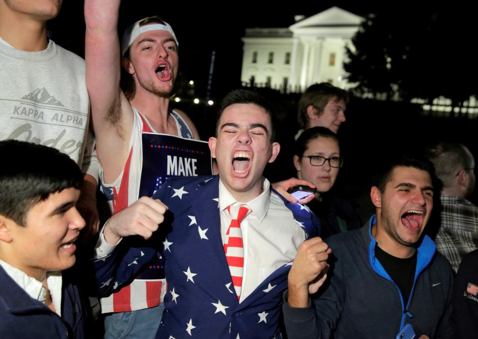 Supporters of President-elect Donald Trump rally in front of the White House on Nov. 9. (Photo: Joshua Roberts/Reuters)