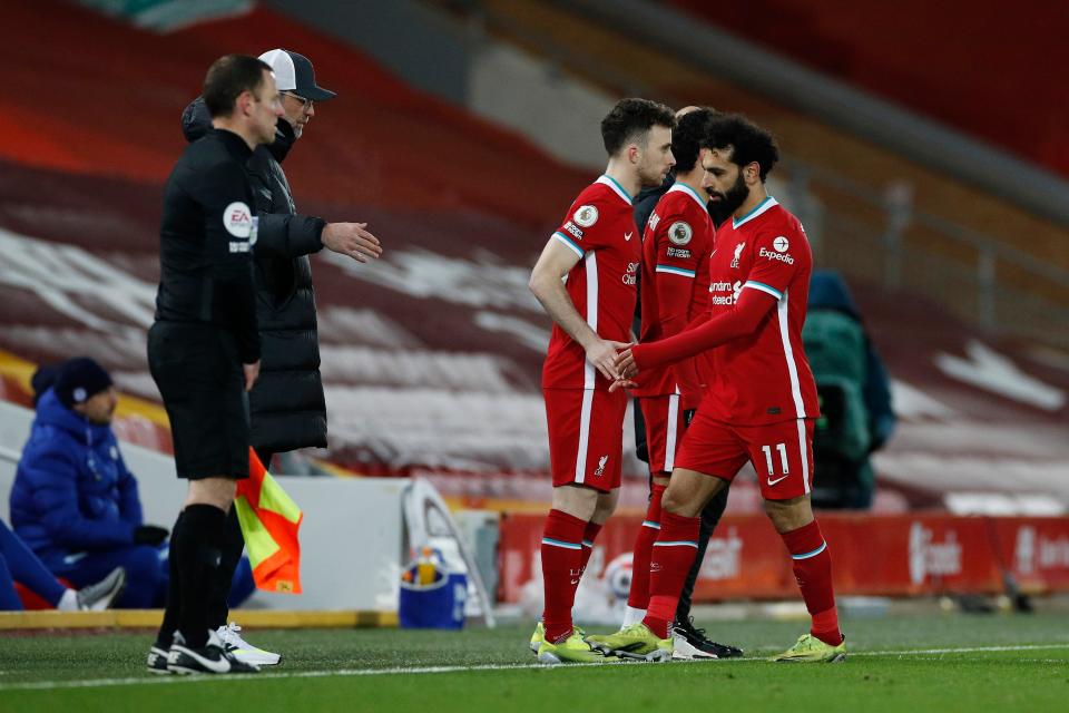 Mohamed Salah appears dejected after being substituted against ChelseaGetty