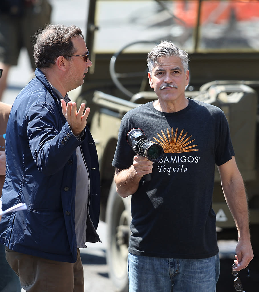 George Clooney on the set of 'The Monuments Men' in Rye, Sussex, UK.