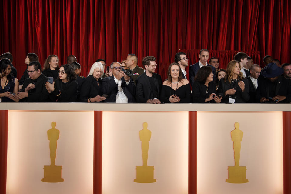 A view of fans on the carpet at the Oscars on Sunday, March 12, 2023, at the Dolby Theatre in Los Angeles. (AP Photo/John Locher)