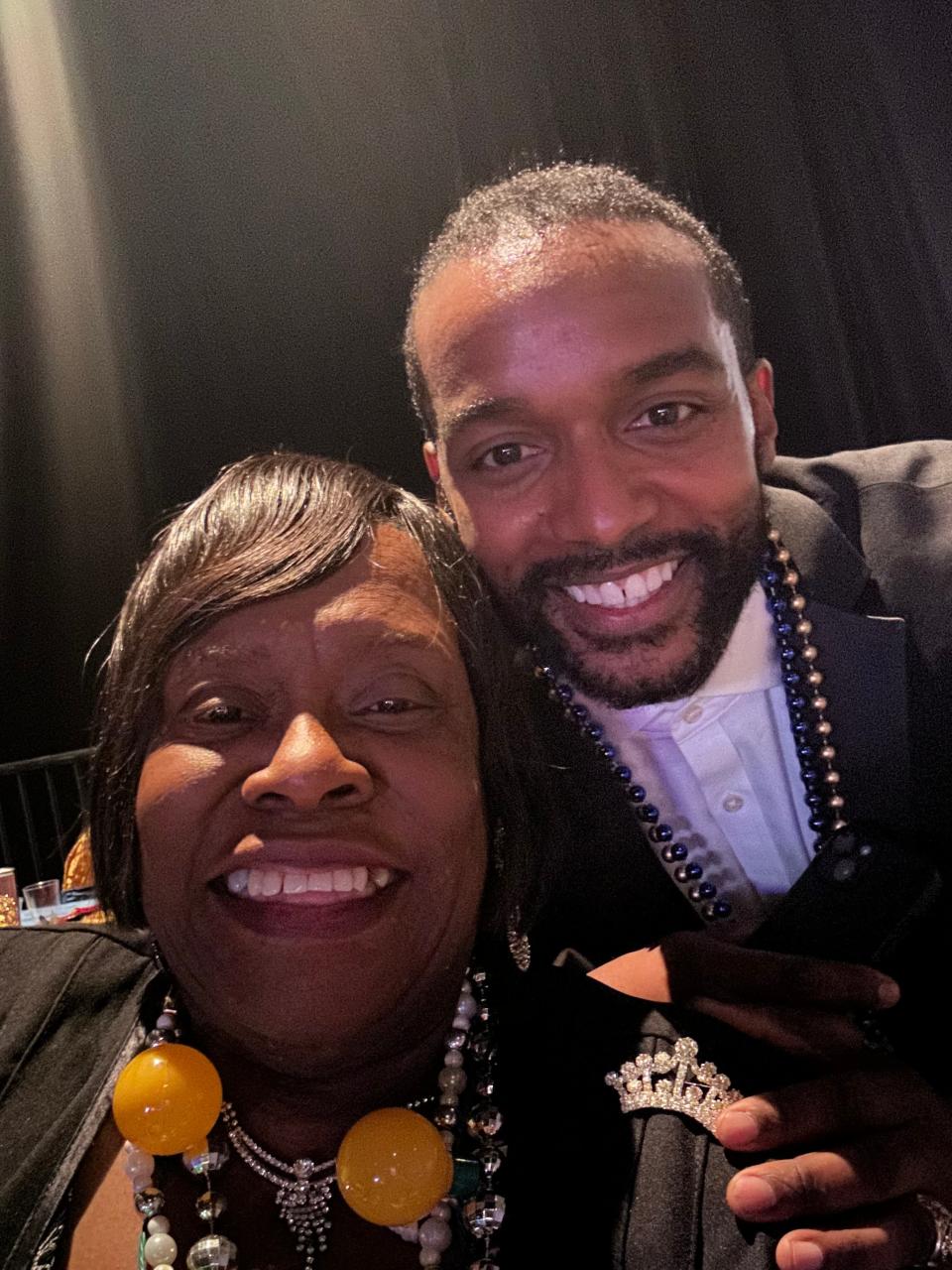 Dottie Bell takes a selfie with former Shreveport Mayor Adrian Perkins at the Krewe of Sobek's Grand Bal.