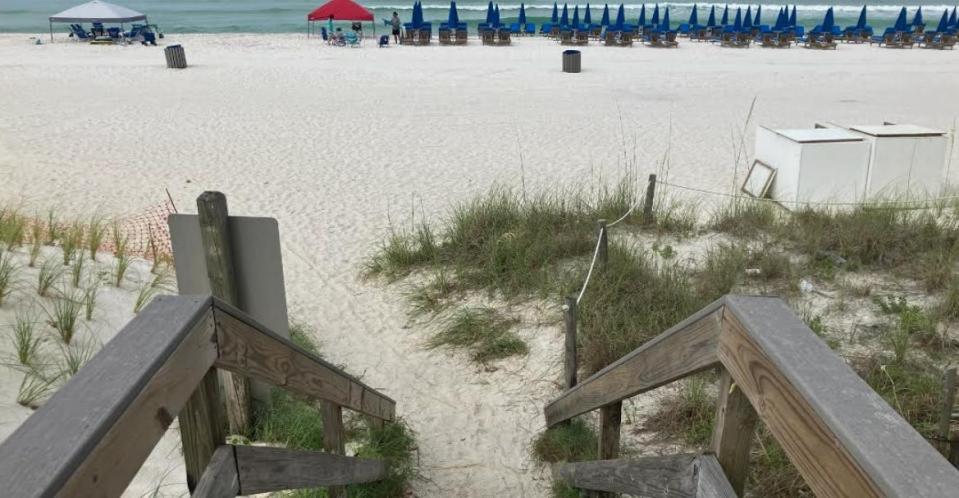 This was the scene Saturday morning (June 22, 2024) at Public Beach Access No. 12, the morning after three swimmers died in the Gulf of Mexico in Bay County.