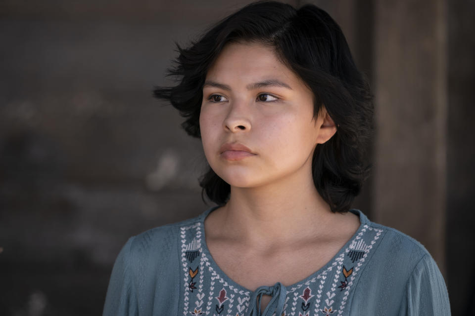 This image released by AMC shows Elva Guerra in a scene from "Dark Winds." (Michael Moriatis/AMC via AP)