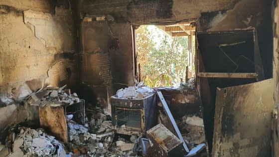 Adina and Said David Moshe's destroyed home in Nir Oz, Israel. <span class="copyright">Courtesy of Eyal Nouri</span>