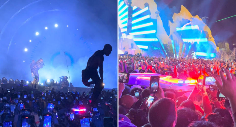 Screenshots crowd members have posted on social media from the deadly Astroworld festival.  Source: Twitter 