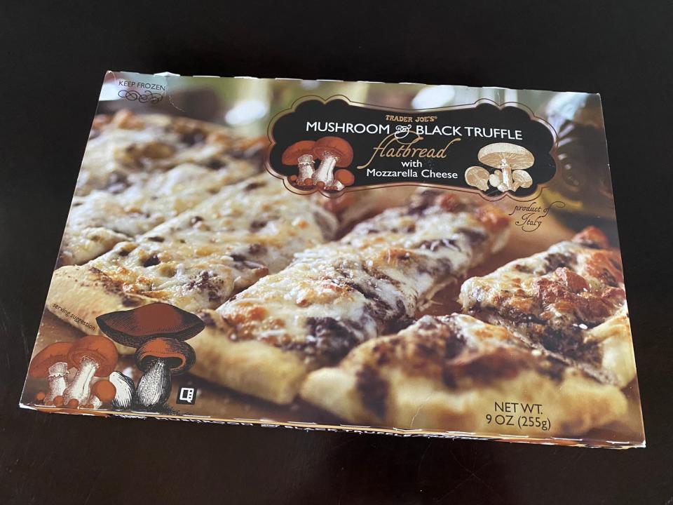 Trader Joe's mushroom flatbread from Trader Joe's in box