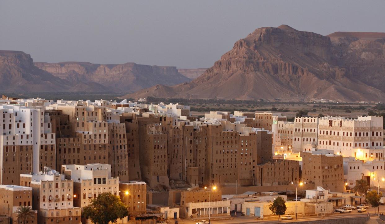 View of the historical city of Shibam in southeastern Yemen.