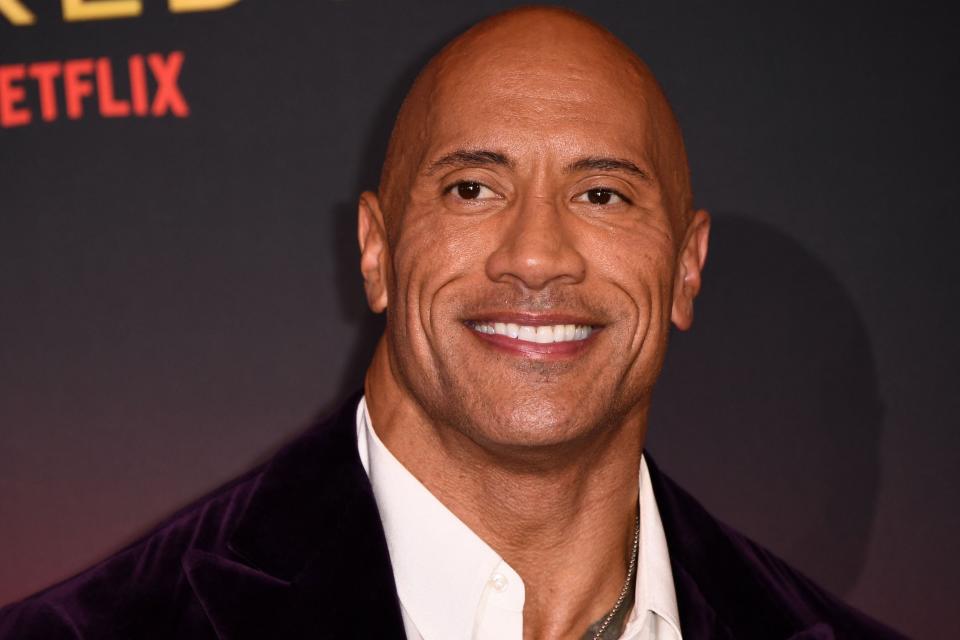Dwayne Johnson attends the world premiere of Netflix's "Red Notice" at LA Live in Los Angeles on Nov. 3, 2021.